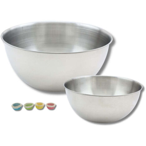 Set comprenant 1 Lot de 100 barquettes alimentaires jetables, 1 spatule Zenker et 2 bols à mixer en inox Fackelmann