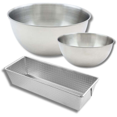 Set comprenant 1 Moule à cake en acier étamé, 1 spatule Zenker et 2 bols à mixer en inox Fackelmann