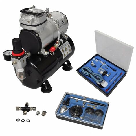 Compressore Aerografo con Pistole Filtro Manometro Fusibili Kit Airbrush con Accessori Lavori Artistici Pittura Modelli Diversi