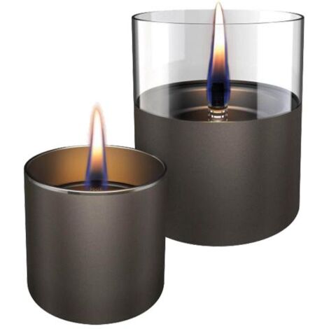 Set con 2 candele da tavolo ricaricabili Lilly 8 &10 Gun metal TenderFuel