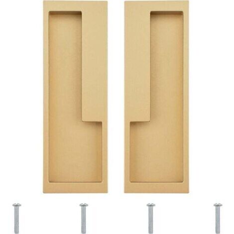 Set con 2 maniglie a battente incassate, moderne e semplici, in lega con viti nascoste per cassetti, guardaroba e armadi (oro opaco)