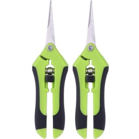 Set con 2 tijeras de mano para trabajo manual de poda de árboles de acero inoxidable, profesional (Verde)