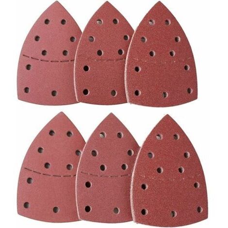 Set con 60 fogli abrasivi, triangolari con 11 perforazioni nelle granature 40, 60, 80, 120, 180 e 240 – ideali per smerigliatori multifunzione