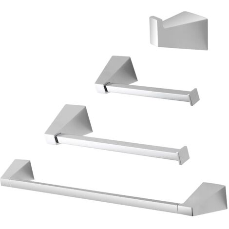 Set con appendino, porta rotolo e porta salviette a muro cromo Giza