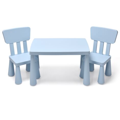 Set con tavolo e 2 sedie per bambini, Set con tavolo e 2 sedie per mangiare disegnare scrivere e fare lavoretti Azzurro