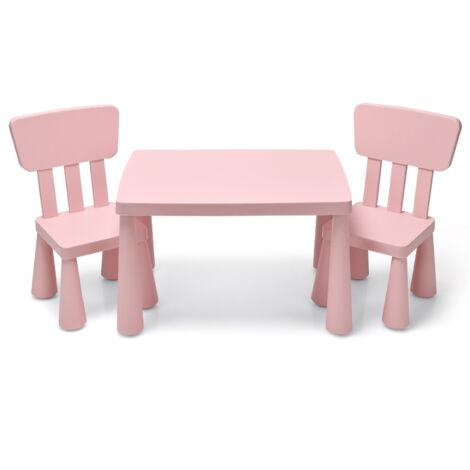 Set con tavolo e 2 sedie per bambini, Set con tavolo e 2 sedie per mangiare disegnare scrivere e fare lavoretti Rosa