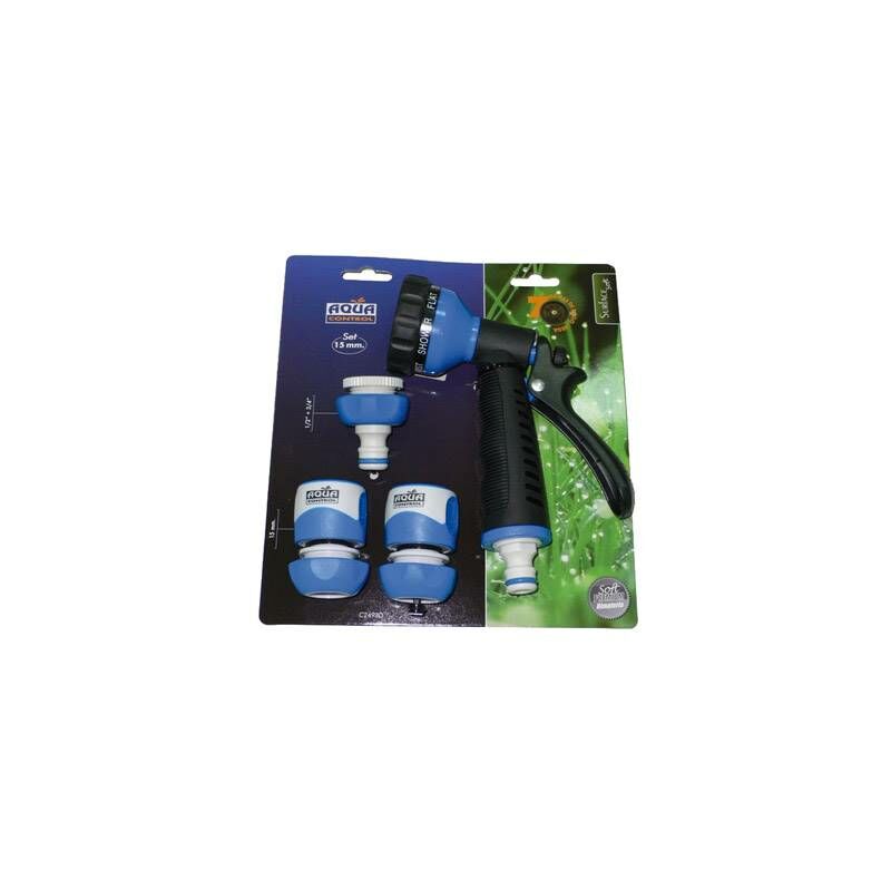 

Set de Pistola 7 Formas de Riego + Conectores 15mm - Aqua Control