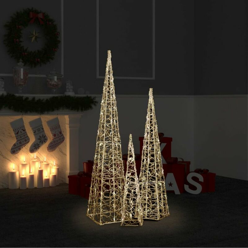 

Set cono luz LED decorativo acrilico blanco calido 60/90/120 cm