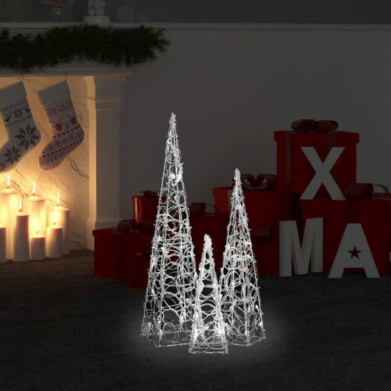 

Set cono luz LED decorativo acrílico blanco frío 30/45/60cm