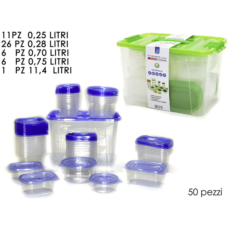 Image of Maka - set contenitori alimenti plastica trasparenti 50 pz tupperware dispensa bpa