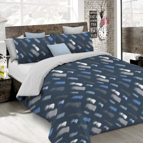 Set Copripiumino 100% Cotone Fantasy, Lavorato in Italia - Parure Copri Piumino - Sacco Piumone 200x200 cm con Patella e Federe Cuscino, Piazza e Mezza, Gessetti