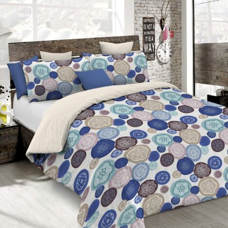 Set Copripiumino 100% Cotone Fantasy, Lavorato in Italia - Parure Copri Piumino - Sacco Piumone 200x200 cm con Patella e Federe Cuscino, Piazza e Mezza, Murrine