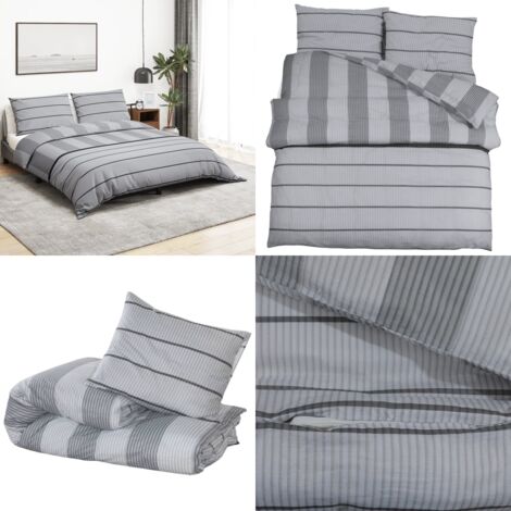 Set Copripiumino Grigio 155x220 cm in Cotone - Copripiumino cotone - Copripiumino morbido