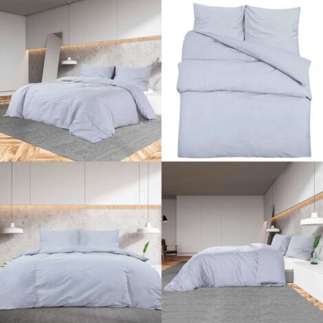 Set Copripiumino Grigio 200x220 cm in Microfibra Leggera - Microfibra - Copripiumino morbido