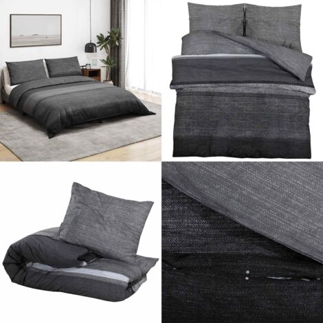 Set Copripiumino Grigio Scuro 240x220 cm in Cotone - Copripiumino in cotone - Set copripiumino