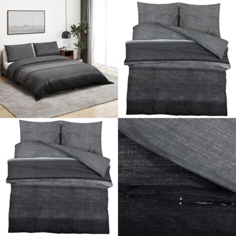 Set Copripiumino Grigio Scuro 260x220 cm in Cotone - Coperta - Biancheria da letto