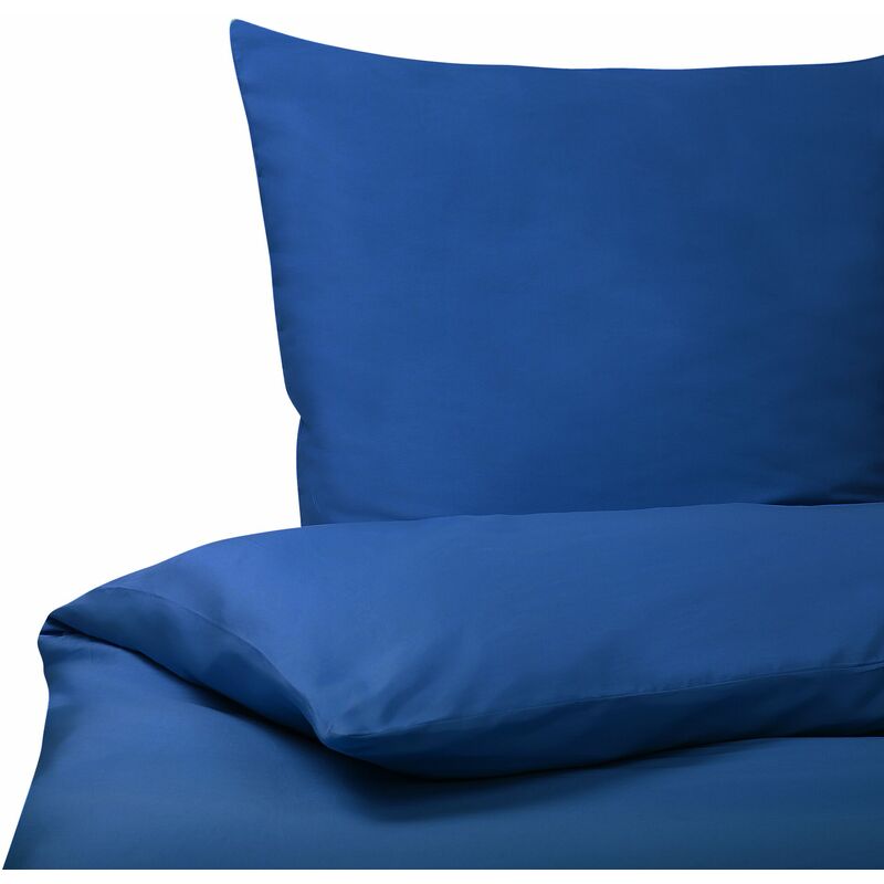 Image of Beliani - Set di biancheria da letto 135 x 200 cm in cotone a tinta unita blu Harmonridge - Blu