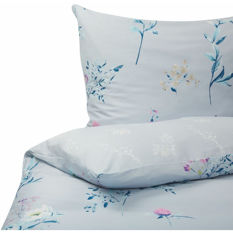 Image of Beliani - Set di biancheria da letto 135 x 200 cm in cotone a fiori Evergreen - Blu