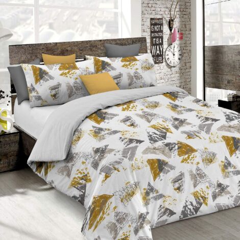 Set Copripiumino Microfibra Fashion, Lavorato in Italia - Parure Copri Piumino - Sacco Piumone 150x200 cm con Patella e Federe Cuscino, Singolo, Urban Giallo