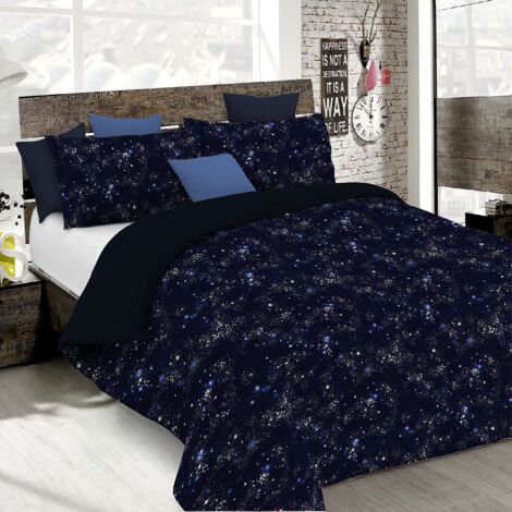 Set Copripiumino Microfibra Fashion, Lavorato in Italia - Parure Copri Piumino - Sacco Piumone 200x200 cm con Patella e Federe Cuscino, Piazza e Mezza, Orione