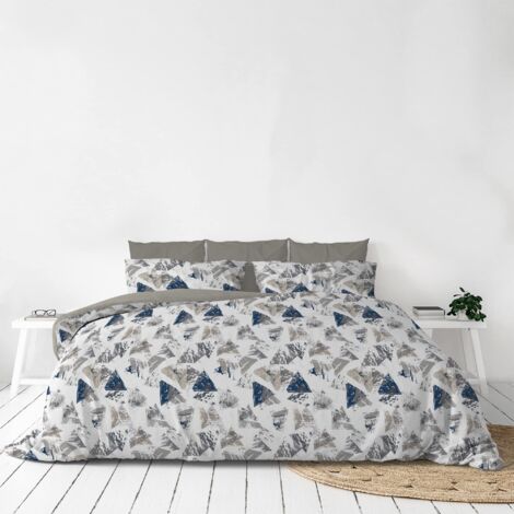 Set Copripiumino Microfibra Fashion, Lavorato in Italia - Parure Copri Piumino - Sacco Piumone 250x200 cm con Patella e Federe Cuscino, Matrimoniale, Urban Blu