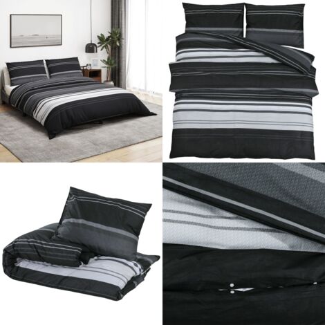 Set Copripiumino Nero e Bianco 240x220 cm in Cotone - Copripiumino nero e bianco - Copripiumino cotone