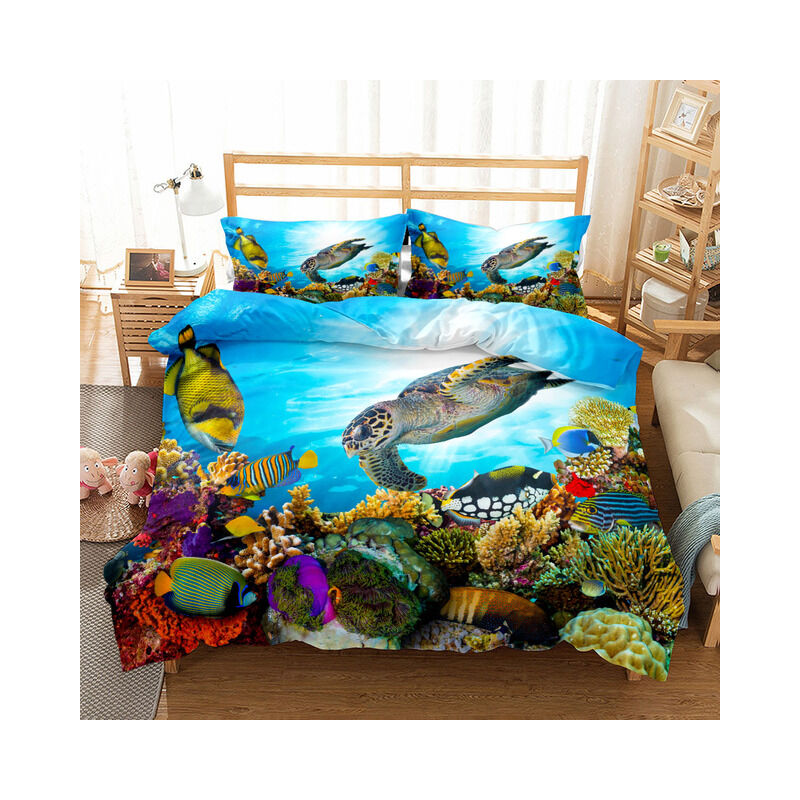 Set copripiumino/Doona tartaruga colorata 3D