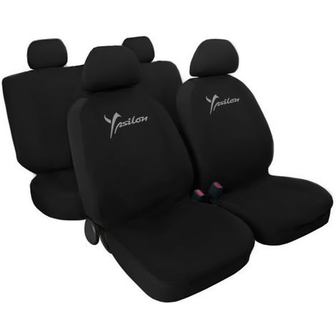 SET COPRISEDILI COMPATIBILI PER AUTO YPSILON MADE IN ITALY FODERE BICOLORE  CON LOGO BICOLORE NERO - GRIGIO CHIARO