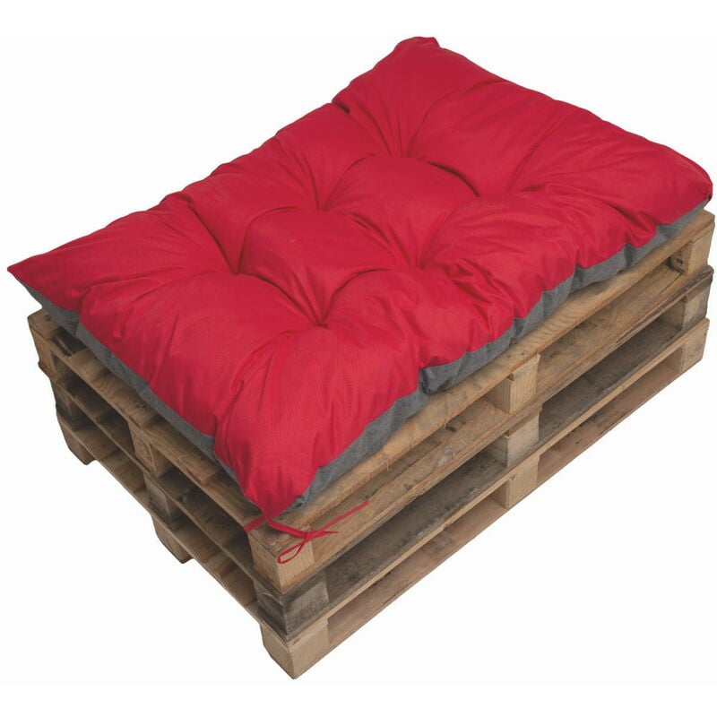 Setgarden - Coussin de palette 120x60cm, coussins de banc Rouge, coussin de jardin, coussin extérieur/intérieur, coussins de canapé, coussin de