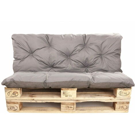 Set Coussins pour palettes, Assise 120 x 50 et Dossier 120 x 50cm, coussins canapé / coussin palette in-extérieur Gris, SETGARDEN