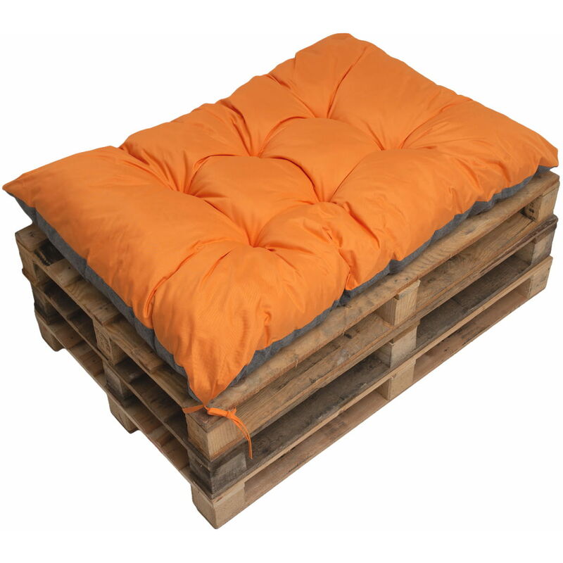 Setgarden - Coussin de palette 120x80cm, coussins de banc Orange, coussin de palette, coussin de jardin, coussin extérieur/intérieur, coussins de