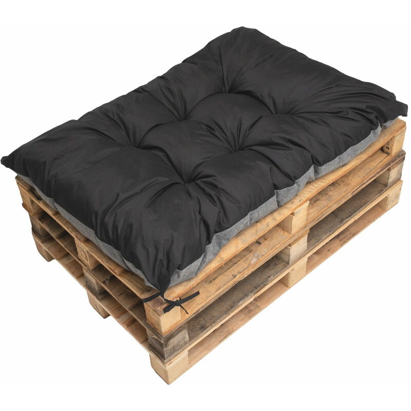 Setgarden - Coussin de palette 120x80cm, coussins de banc Noir, coussin de palette, coussin de jardin, coussin extérieur/intérieur, coussins de canapé