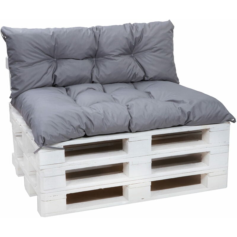 Set Coussins pour palettes, Assise 120 x 60 et Dossier 120 x 50cm, coussin palette extérieur Gris, SETGARDEN