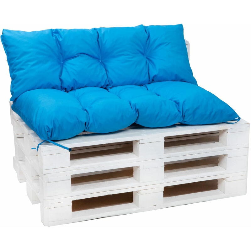 Setgarden - Set Coussins pour palettes, Assise 120 x 60 et Dossier 120 x 60cm, coussin palette in-extérieur Bleu