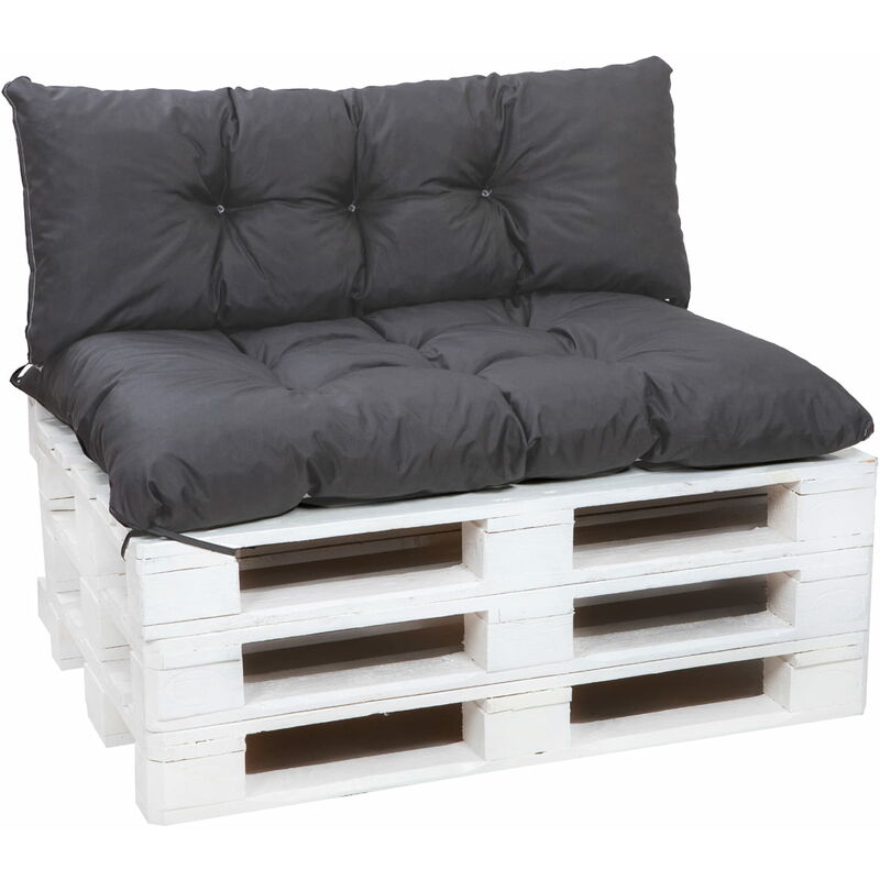 Setgarden - Set Coussins pour palettes, Assise 120 x 60 et Dossier 120 x 60cm, coussin palette in-extérieur Anthracite