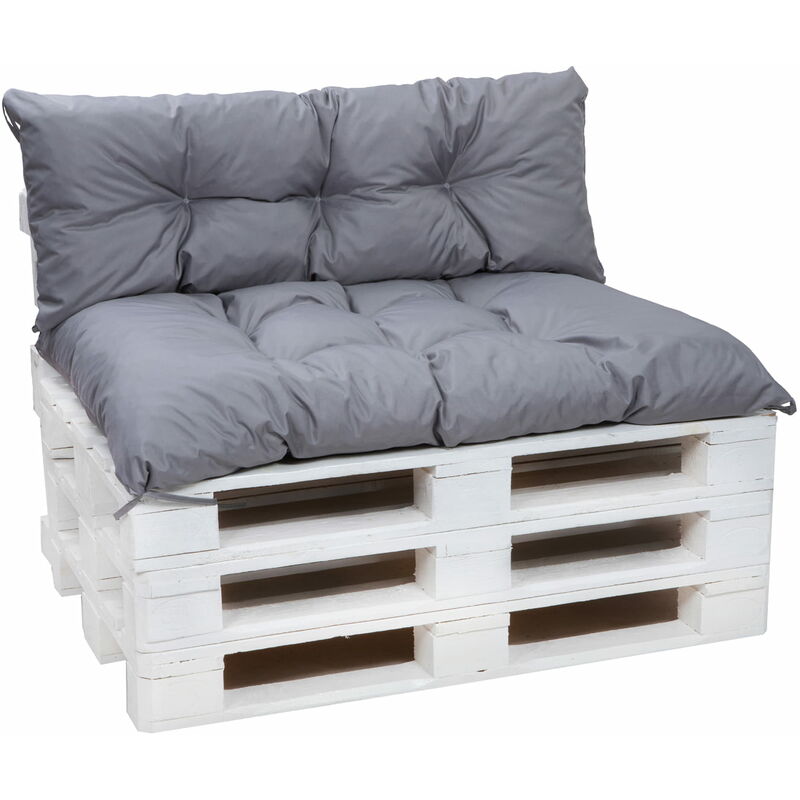 Setgarden - Set Coussins pour palettes, Assise 120 x 60 et Dossier 120 x 60cm, coussin palette in-extérieur Gris