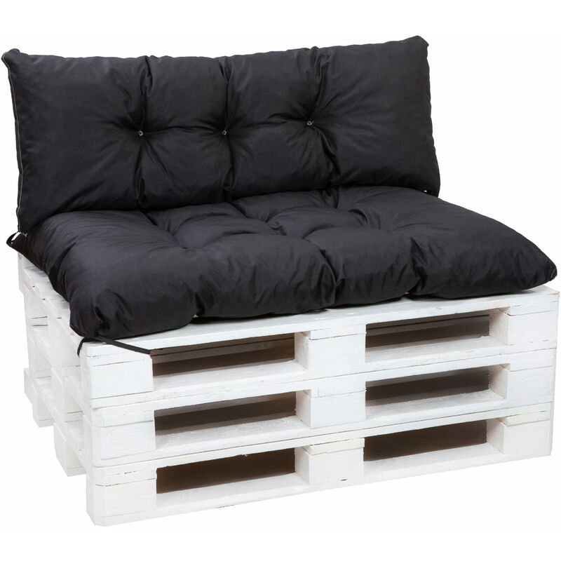 Setgarden - Set Coussins pour palettes, Assise 120 x 80 et Dossier 120 x 40cm, coussins canapé / coussin palette in-extérieur Noir