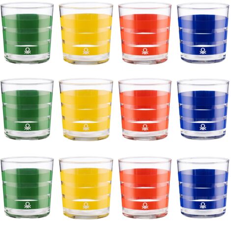Set cristalería 12 piezas de vasos de vidrio, decorados, 33 cl.
