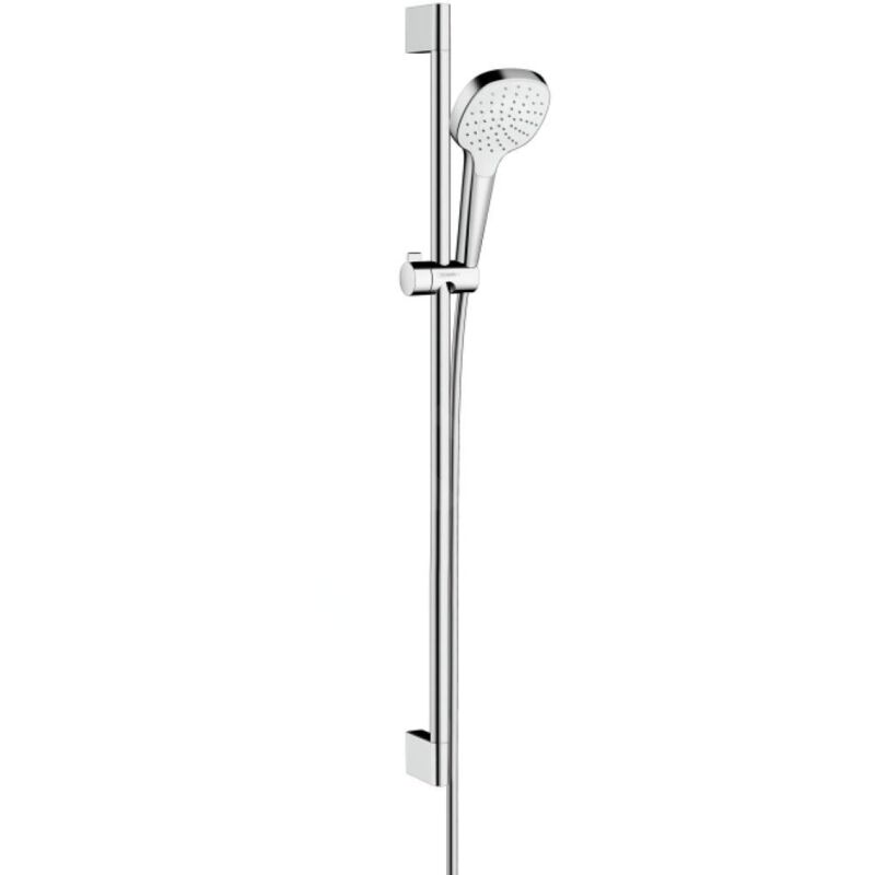 Set de douche 1jet EcoSmart 9 l/min avec barre Unica'Croma 90 cm blanc/chromé Hansgrohe Croma Select e