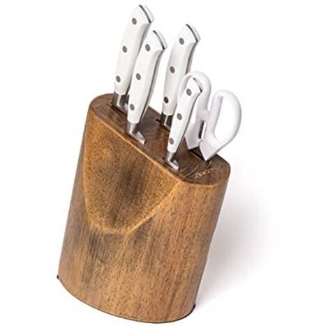 SET CUCINA RIVIERA WHITE - Set composto da elementi di base per una cucina ben attrezzata. Il tutto organizzato in un blocco di legno di gomma laccato color noce.
