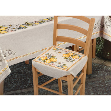 Set Cuscini Coprisedia Imbottiti Cinigliati Sfoderabili Modello Limoni Gialli, misuraFascia Rotonda 2PzcoloreLimoni