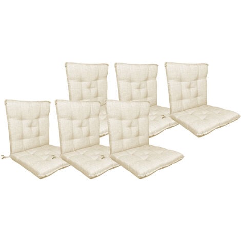 Set Cuscini Sedia Con Schienale Imbottiti Con Laccetti Banda Elastica 40 x 80 Cm Panna - 6 Pezzi