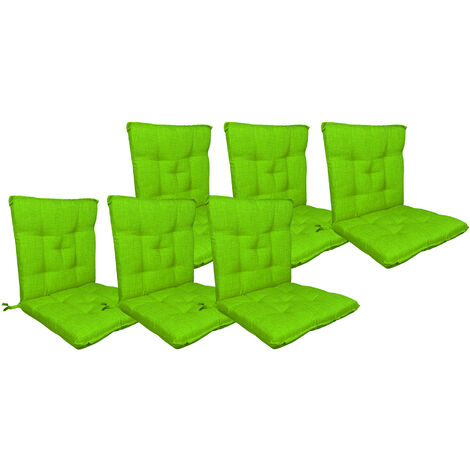 Set Cuscini Sedia Con Schienale Imbottiti Con Laccetti Banda Elastica 40 x 80 Cm Verde - 6 Pezzi