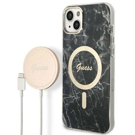Set custodia e caricabatterie guess magsafe per iphone 14 - nero