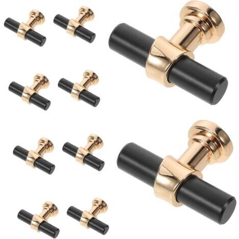 Set da 10 pezzi di maniglie per ante di armadietti nere e oro, pomelli per cassetti resistenti, maniglie per mobili da cucina, camera da letto e armadio, foro singolo