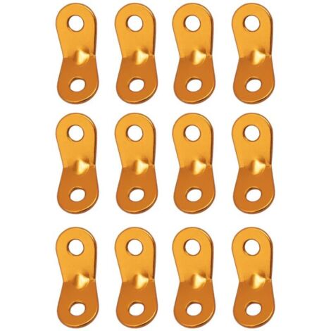 Set da 12 pezzi di tenditori per corde da tenda, regolatori di corde e fibbie anti-interferenza per campeggio, escursionismo, trekking e accessori per tende da esterno. 2 fori. Oro.