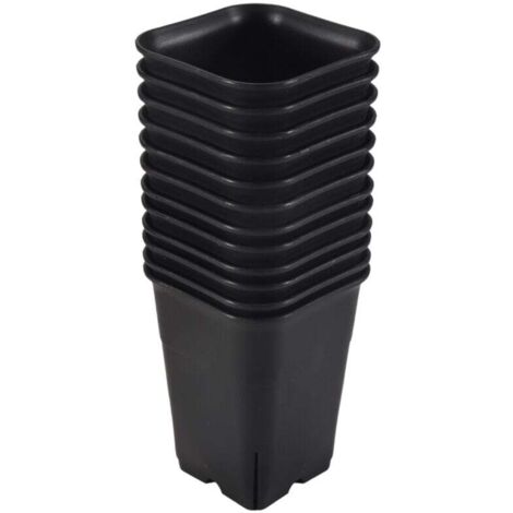 Set da 12 pezzi - Vasi quadrati neri in plastica per piante grasse, fiori, cactus, ecc., vivaio