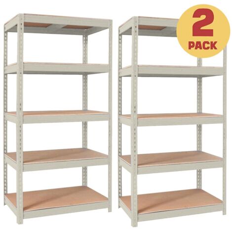 Set da 2 scaffali metallici 150x75x30 cm, color avorio