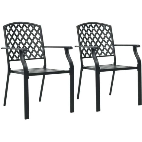 Set da 2 sedie da Esterno Impilabili in Acciaio Nere dal design elegante
