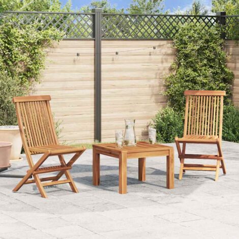Set da 2 sedie da Giardino Pieghevoli in Legno Massello